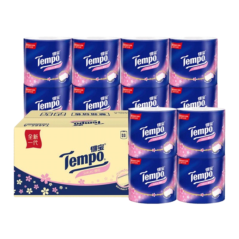 得宝(TEMPO) 一博同款 樱花香有芯卷纸4层 160克16卷