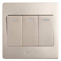 公牛(BULL) 开关插座 G07系列 三开双控开关 86型面板G07K312Y(U6) 香槟金
