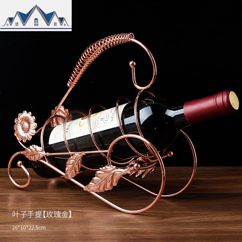 欧式红酒架摆件架子家用倒挂创意酒柜装饰铁艺酒瓶架高脚红酒杯架 三维工匠收纳层架高清大图