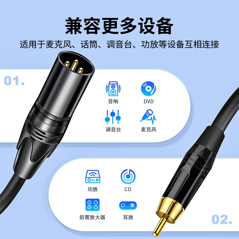 双莲花头公转双6.35mm音频线 10米 BSQ-K829高清大图