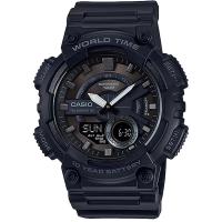 CASIO 卡西欧多功能防水石英男表米黑盘世界地图计时