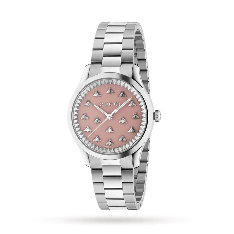 古驰gucci女表gtimeless不锈钢粉色表盘手表经典舒适百搭全球购视频