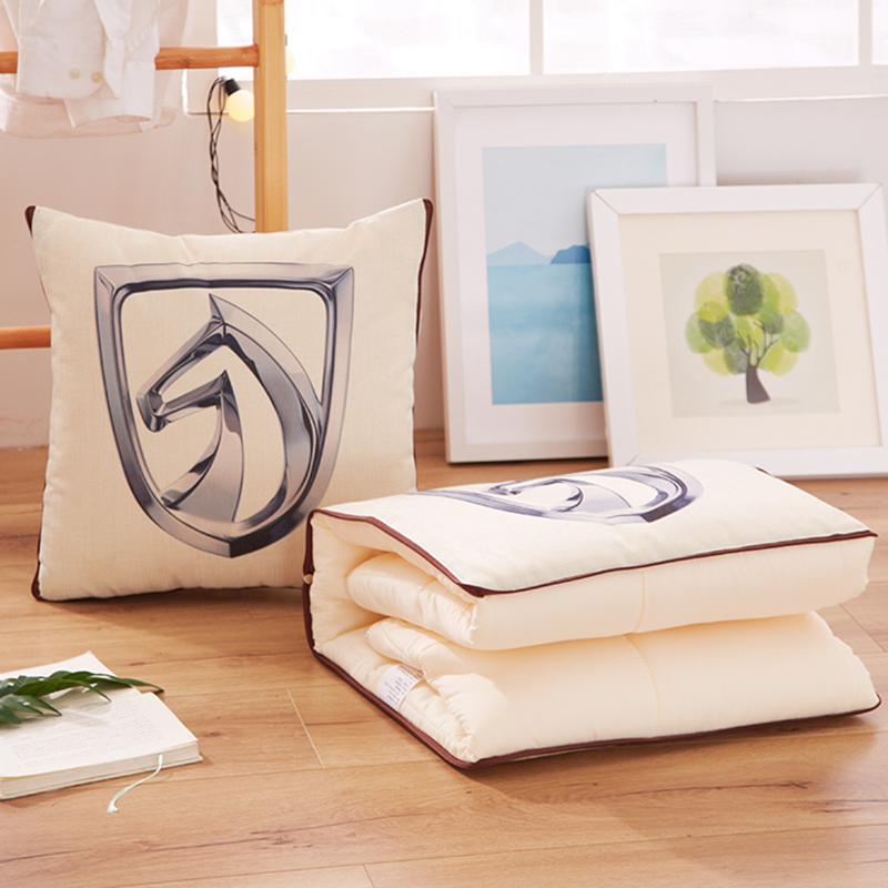 北极绒(bejirog)家纺多功能汽车抱枕被车标两用靠枕午睡枕办公室子