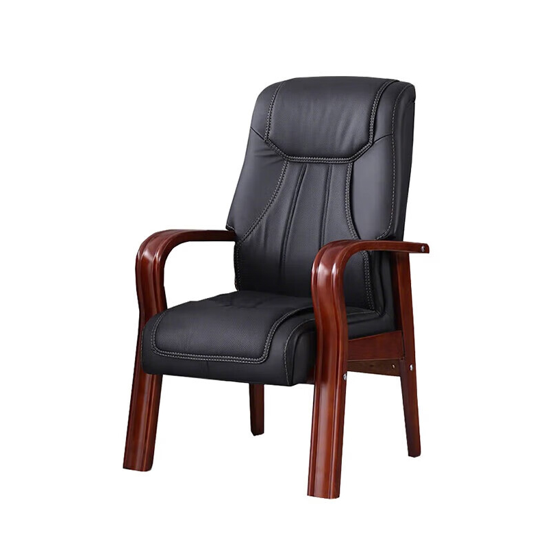 实木会议椅办公椅皮革老板椅班前椅木制会客培训接待椅高清大图
