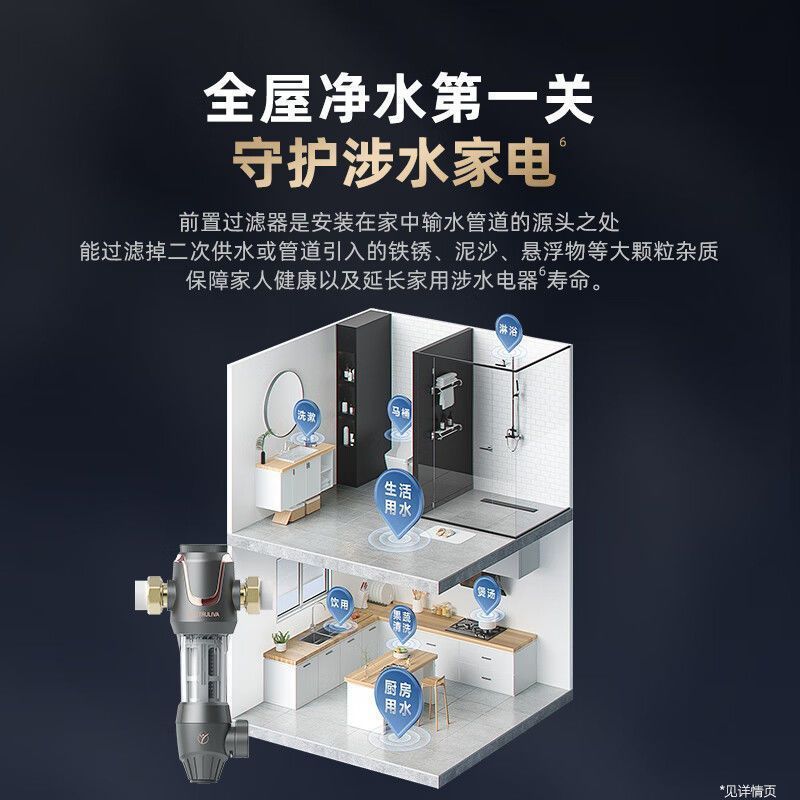 沁园前置过滤器家用8T大流速全屋自来水过滤器反冲洗滤水器净水机5510