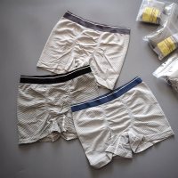 波迷娜(BOMINA)内裤男速干透气日式青年棉纺内裤男士无缝大码薄款时尚条纹平角短裤 黑色