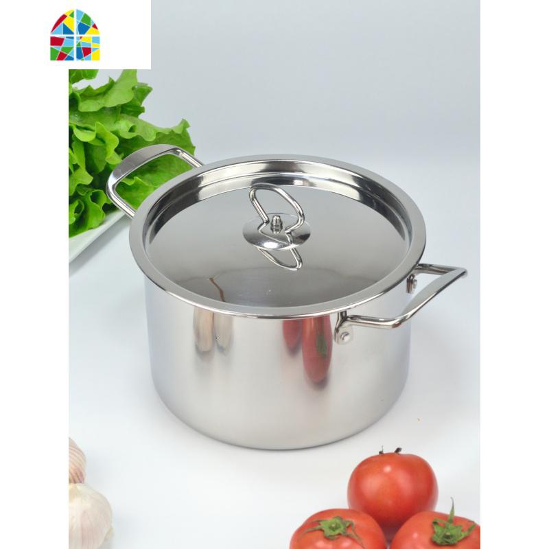 加厚不锈钢汤锅 带盖燃气电磁炉炖锅 家用加深双耳平底奶锅具 FENGHOU 22cm-配不锈钢盖