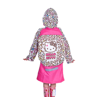 凯蒂猫HelloKitty豹纹儿童雨衣PVC材质雨披女童带书包位加厚卡通小学生幼儿园充气连体防水面料雨具玫红颜色3514