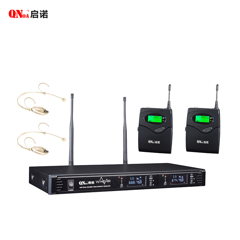 启诺 无线一拖二头戴式麦克风 真分集便携麦克风 QN-MW269H 套