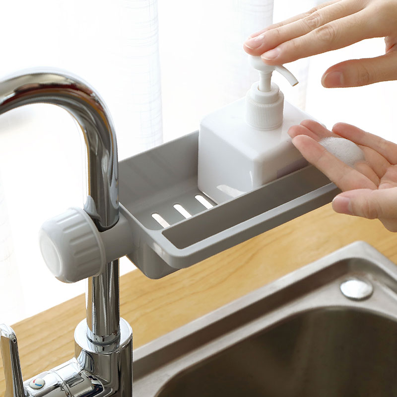 家居厨房用品用具水龙头水置物架海绵沥水收纳架家用抹布架收纳层架 三维工匠高清大图