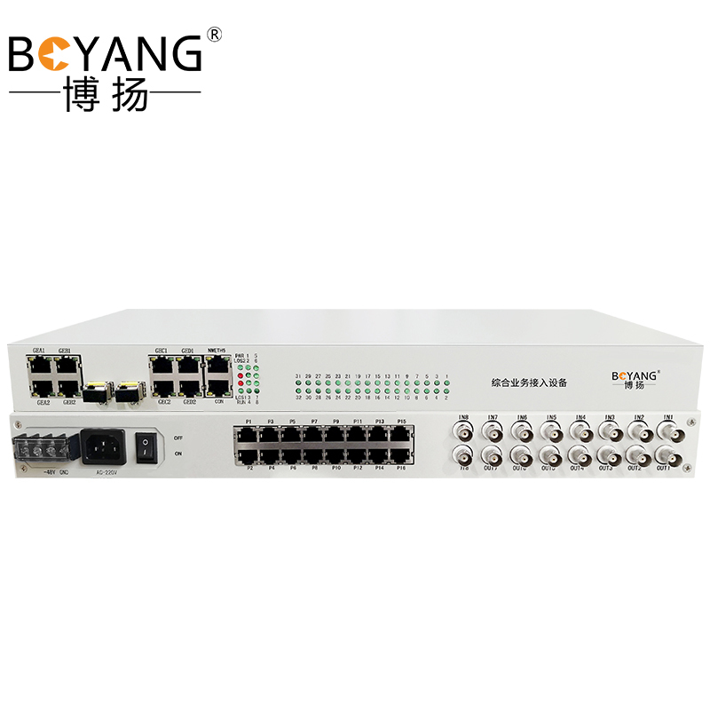 博扬 综合业务电话光端机 8E1+16路电话+4路千兆物理隔离网 单纤20km LC 机架式 1对价