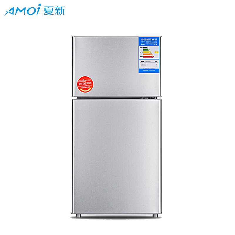 夏新amoi双门家用迷你冰箱宿舍小型电冰箱节能43lbcd43a118闪亮银