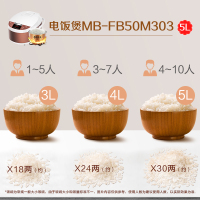 美的(Midea)电饭煲大容量可预约功能智能 底盘加热 匠铜聚能内胆 多功能家用电饭锅5L自动保温FB50M303