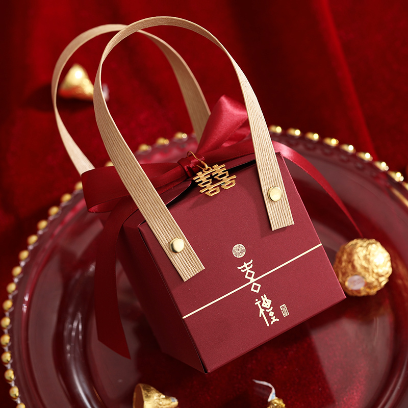 婚庆糖盒结婚喜糖盒子创意中国风婚礼糖果纸盒装喜糖袋子手提礼盒feng