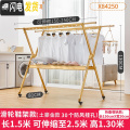 三维工匠晾衣架落地折叠室内外家用阳台双杆式晾衣杆凉衣架晒被晒衣架 8代金色大号（滑轮鞋架款） 中