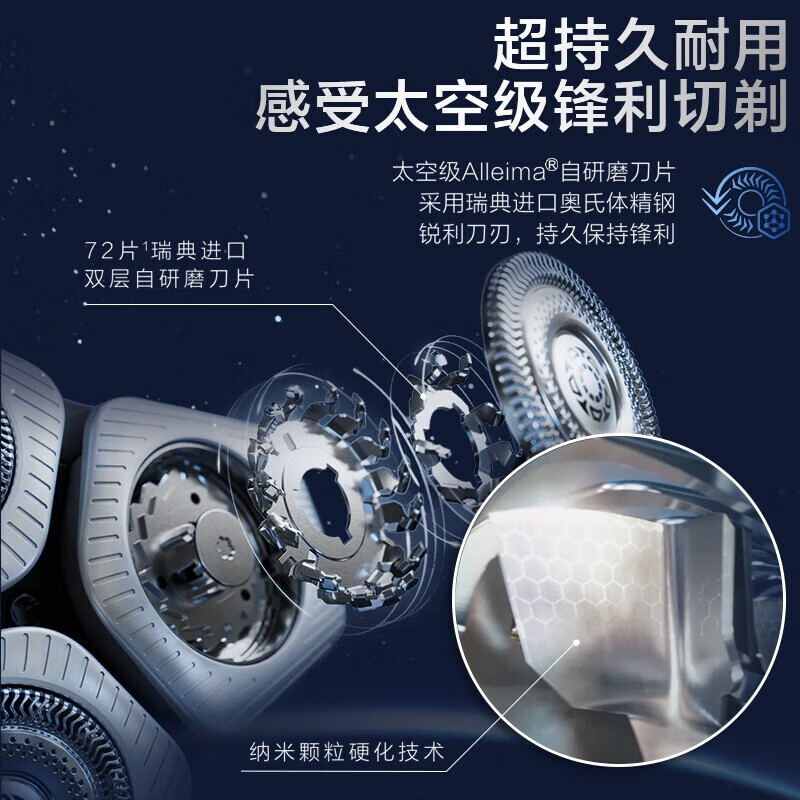 飞利浦(PHILIPS)电动剃须刀 自动剃须刀 旋转式剃胡刀 蜂巢奢享9系高端整机进口送男友送老公SP9886/36高清大图
