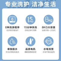 美的（Midea）MB80ECO 波轮洗衣机 8公斤全自动家用宿舍大容量免清洗立方内桶新品 白色