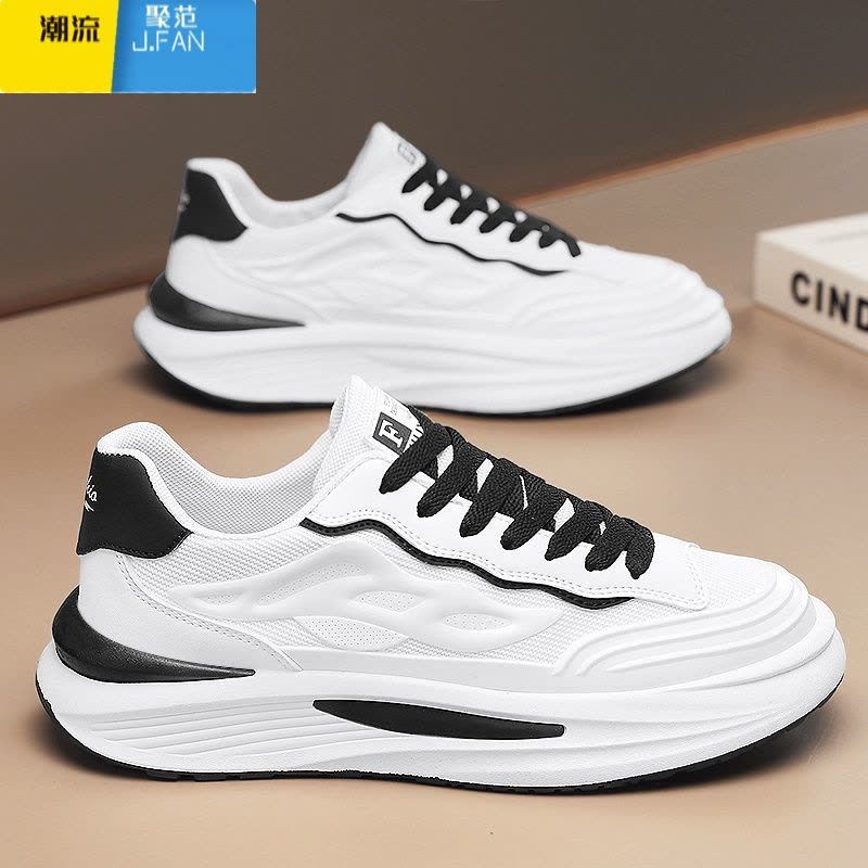 聚范莆田男鞋夏季透气2024新款跑步休闲增高小白网面老爹潮鞋图片