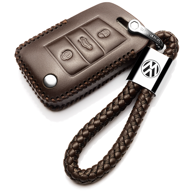 【补贴10%】一汽大众2020款全新宝来专用真皮钥匙包19款大众宝来车用钥匙套18汽车钥匙包 C款咖啡色+绳（一键启动全包）19-20新款宝来