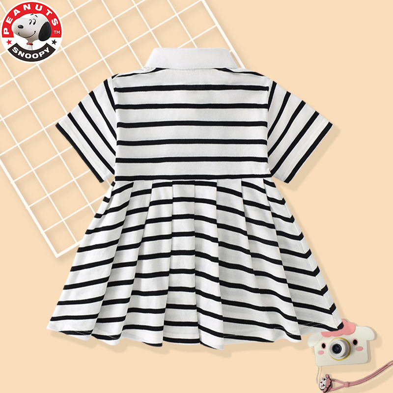 史努比(SNOOPY)童装条纹polo衫+短裤或裙子新款兄妹姐弟套装中小童学院风AL020