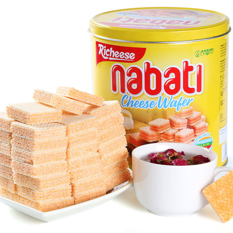 印尼进口丽芝士nabati纳宝帝奶酪味威化饼干350g*2桶芝士桶装网红零食