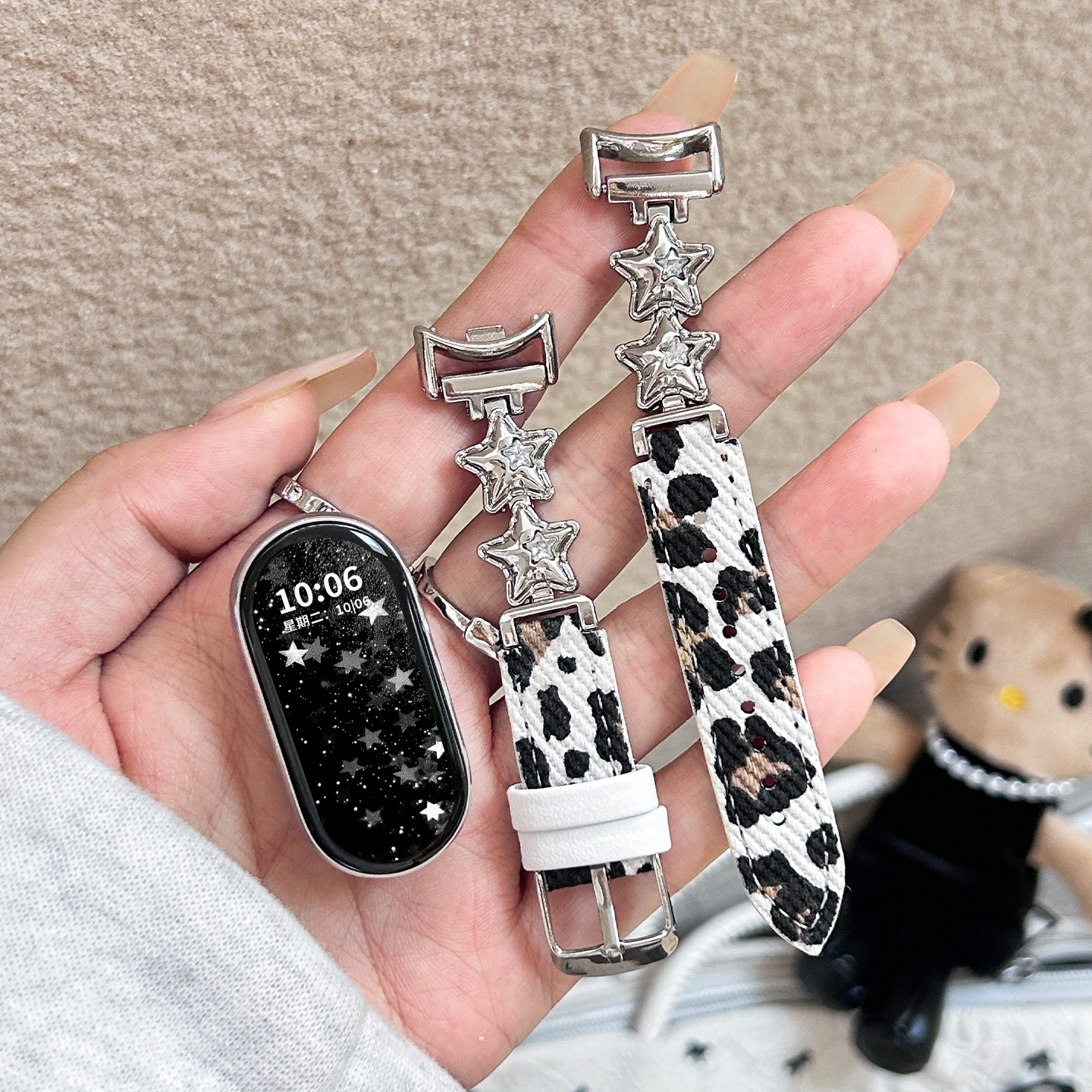 猫咪毛绒挂脖套适用小天才Z11电话手表表带3139B 牛轧糖 9