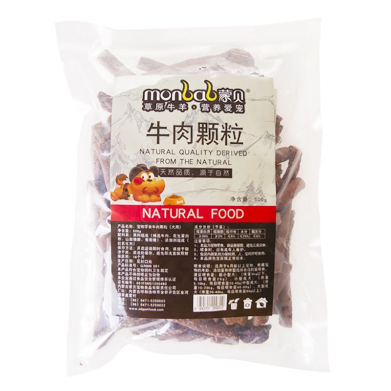 蒙贝 狗零食牛肉条边角料 牛肉粒500g经济装 狗狗牛肉条 幼犬磨牙 训狗宠物monbab 牛肉味