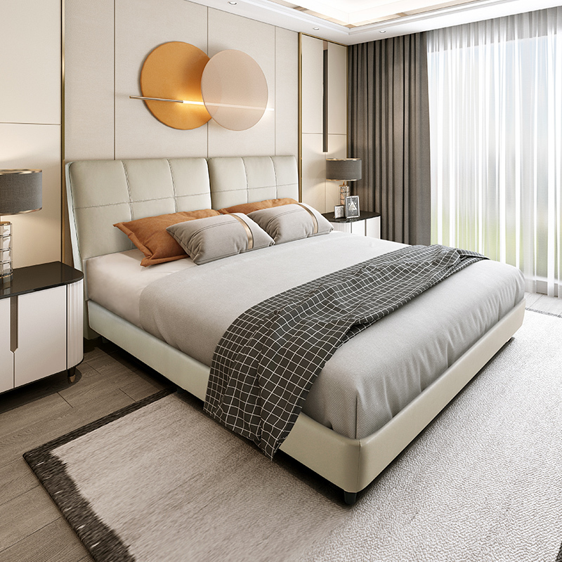 喜临门旗舰店皮床实木现代简约头层进口牛皮双人婚床科伦坡视频