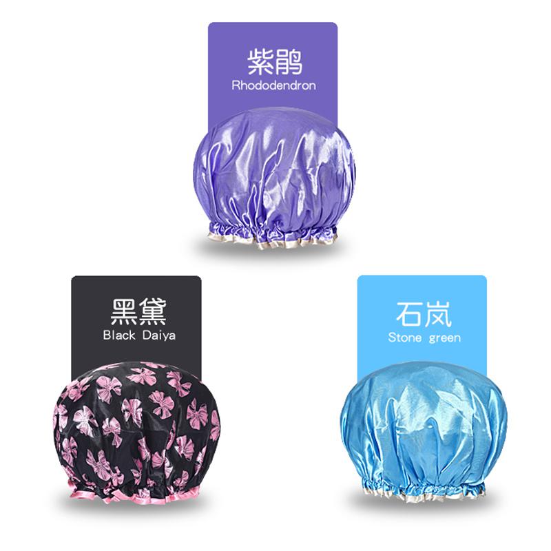 3个装防水浴帽成人女款洗澡用头发罩帽淋浴头套沐浴长发帽子发帽 三维工匠 紫鹃+黑黛+石岚高清大图
