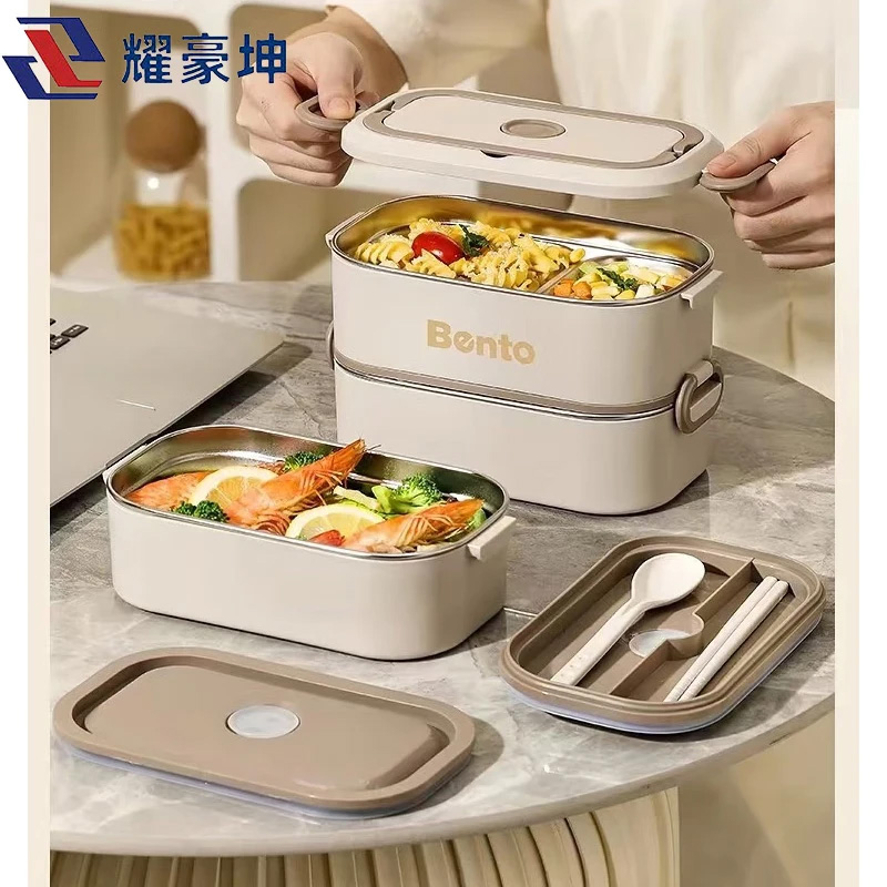 耀豪坤户外野餐用304不锈钢三层保温饭盒+保温袋LTP-7/个高清大图