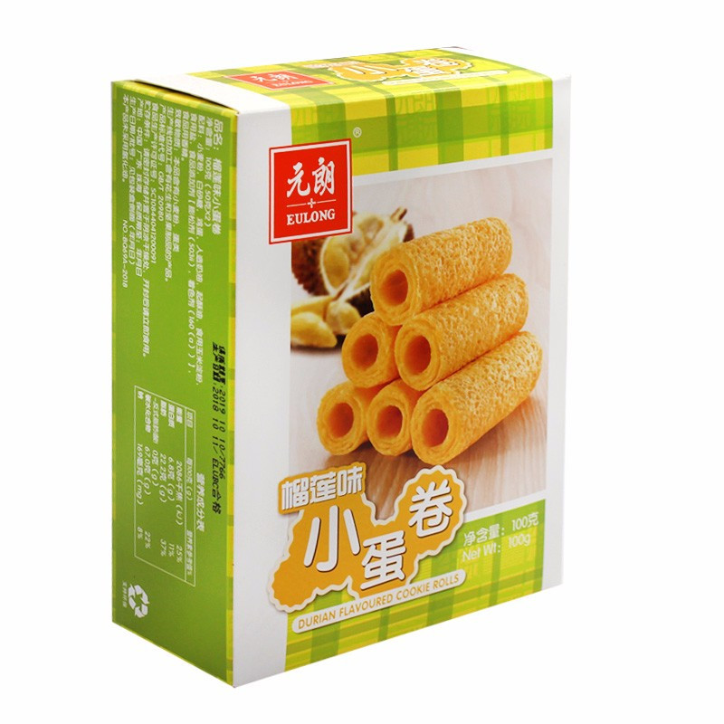 元朗 小蛋卷榴莲味100g*4盒 点心老年人儿童酥脆糕点小吃休闲零食广东特产ZX
