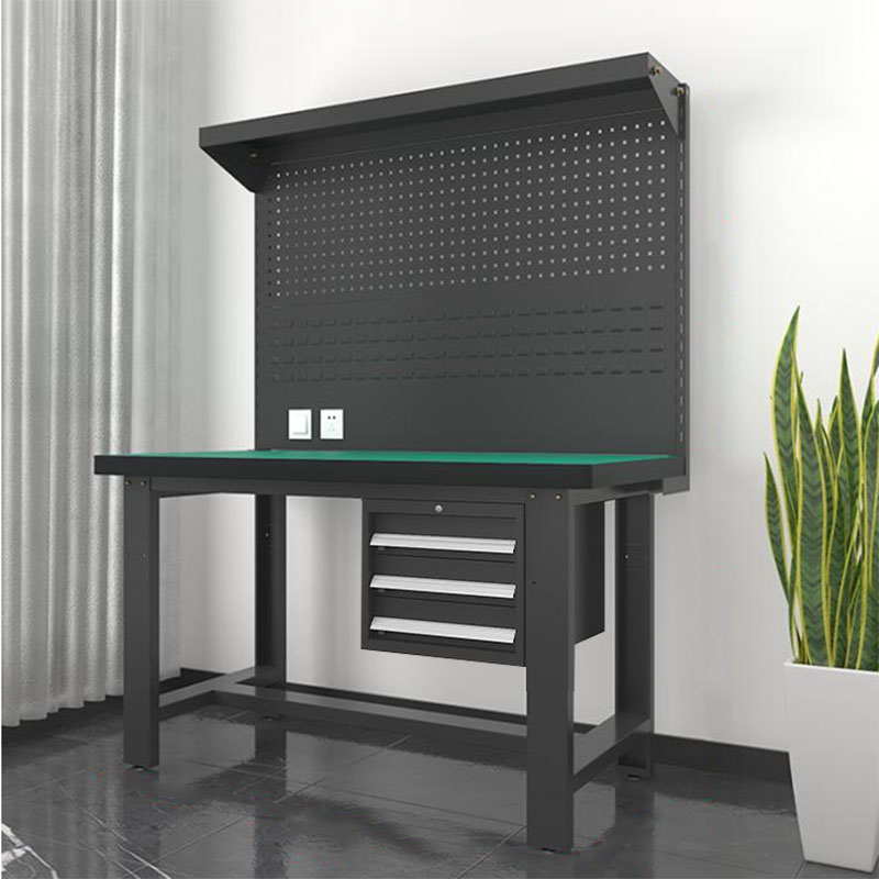 鑫金虎 防静电工作台车间流水线操作台工厂维修检验桌重型钳工台 吊三抽+双挂板1.2m高清大图