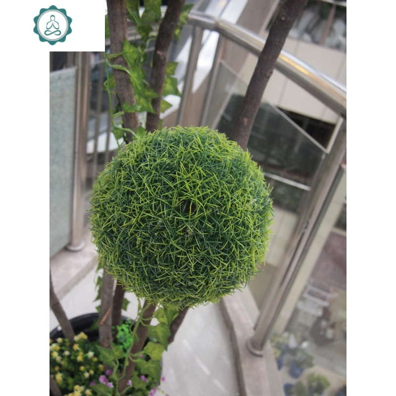仿真植物树假树杨树球树密叶球大型绿植花欧式造型盆栽送盆封后5球1米