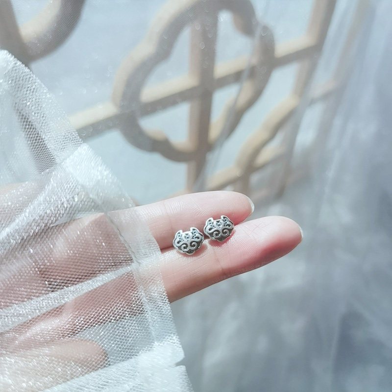 直播尝鲜平安锁银耳钉女999纯银新款潮夏简约耳环耳饰养耳洞视频