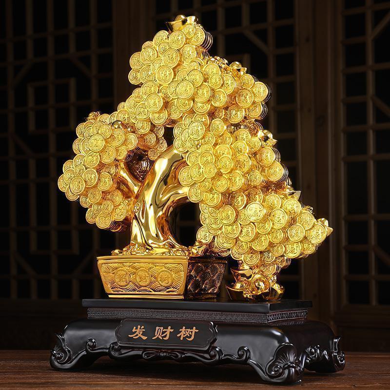 元宝发财树摆件树聚财玄关柜客厅酒柜奶茶店开业礼品_441_352_252