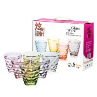 炫彩雨点杯六件套 玻璃杯礼品 广告杯