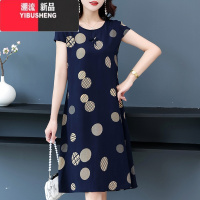 YIBUSHENG2024新款绸女气质时尚宽松印花大码中长人造棉连衣裙外穿妈S 3XL建议125-140斤 11号色8851款