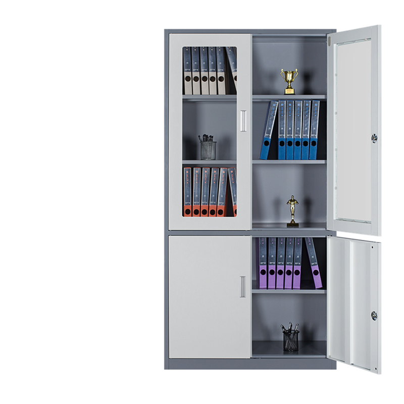 花城办公 玻璃铁皮文件柜二门带锁900*390*1800mm(仅限烟台地区供货)高清大图