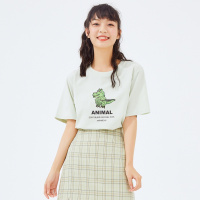 [1件4折价:71.6,可叠加199减30]美特斯邦威T恤女2020新款夏季女小鳄鱼图案针织女士体恤上衣_141