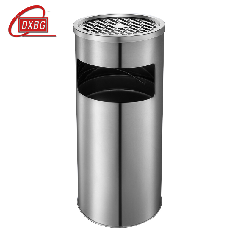 DXBG不锈钢圆形大号商用垃圾桶立式烟灰桶电梯口高档户外圆形不锈钢