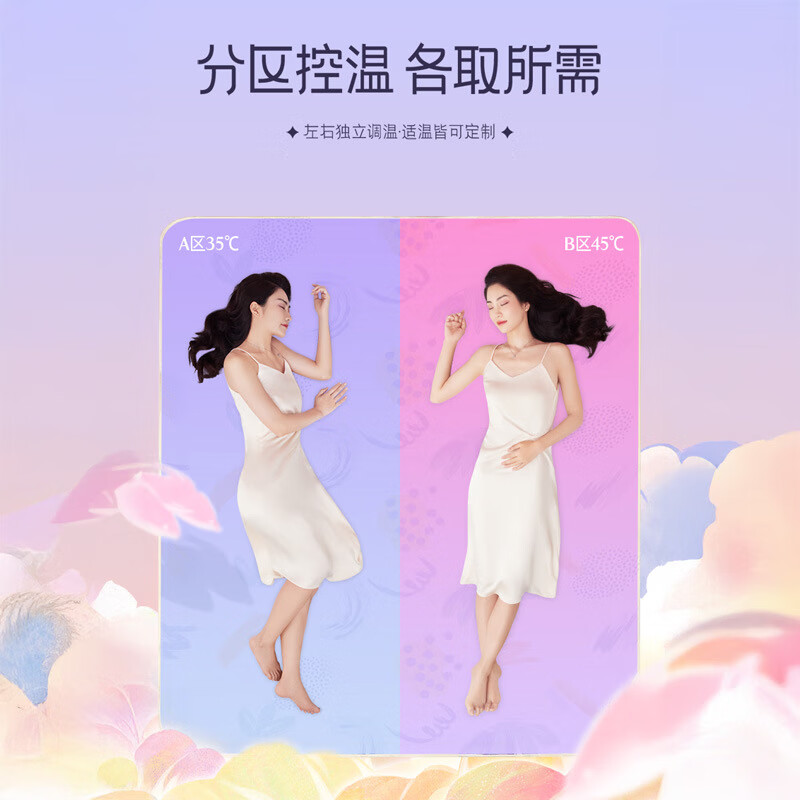 彩虹(RAINBOW)双控双温9档调温定时除螨化纤印花双人电热毯2*1.8米 T2018高清大图