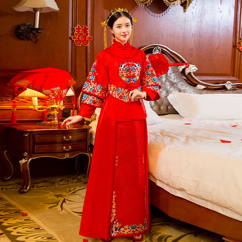 秀禾服新娘2018新款结婚中式婚纱秀和礼服喜服古装嫁衣绣禾敬酒服
