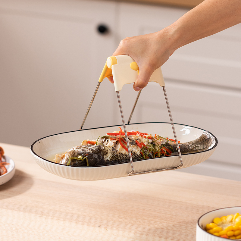 柠檬黄三件套(取碗器 提盘夹 隔热手夹) [正版]防烫夹取碗夹家用防滑