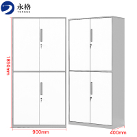 永格文件柜铁皮柜办公柜钢制铁皮柜资料柜档案柜储物拆装柜薄边通双节柜咖啡色加厚款