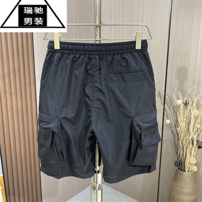 希杰狮王夏季薄款大口袋速干五分裤男士潮牌宽松休闲中裤时尚帅气工装短裤图片