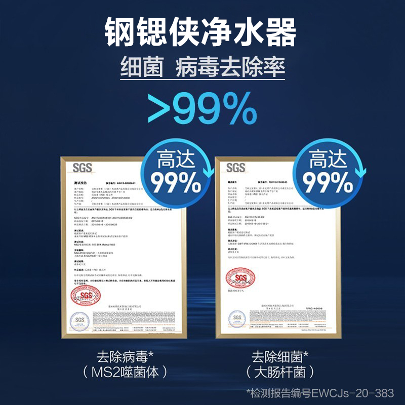 [新品]Haier/海尔 净水器家用直饮厨房 RO反渗透 800G大通量 滤除细菌病毒重金属 钢锶侠 HRO8H39-3