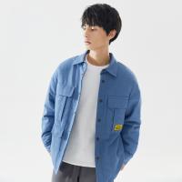 美特斯邦威工装牛仔夹克男新款冬季韩版仿羊羔绒衬衫男士外套