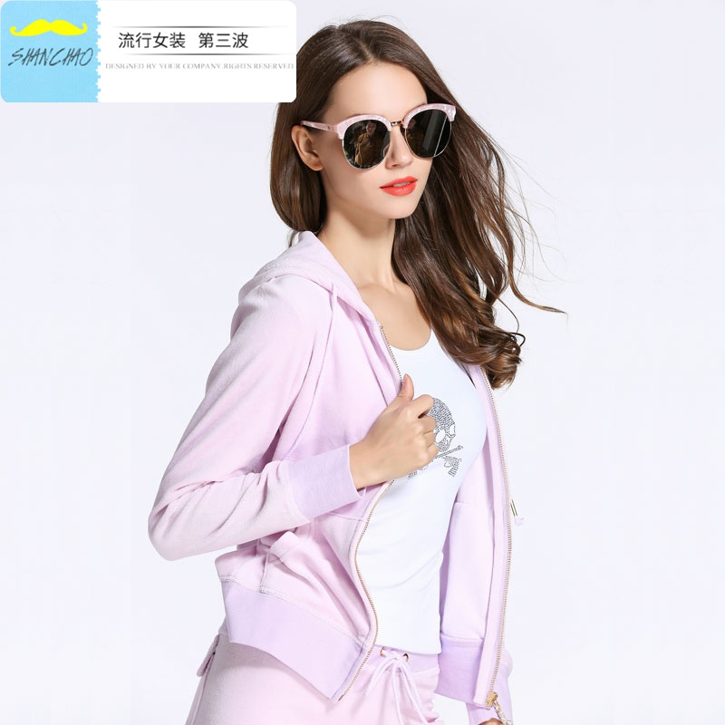 闪潮juicycnoose春季2020金丝天鹅绒运动套装女春秋春款时尚两件套jc