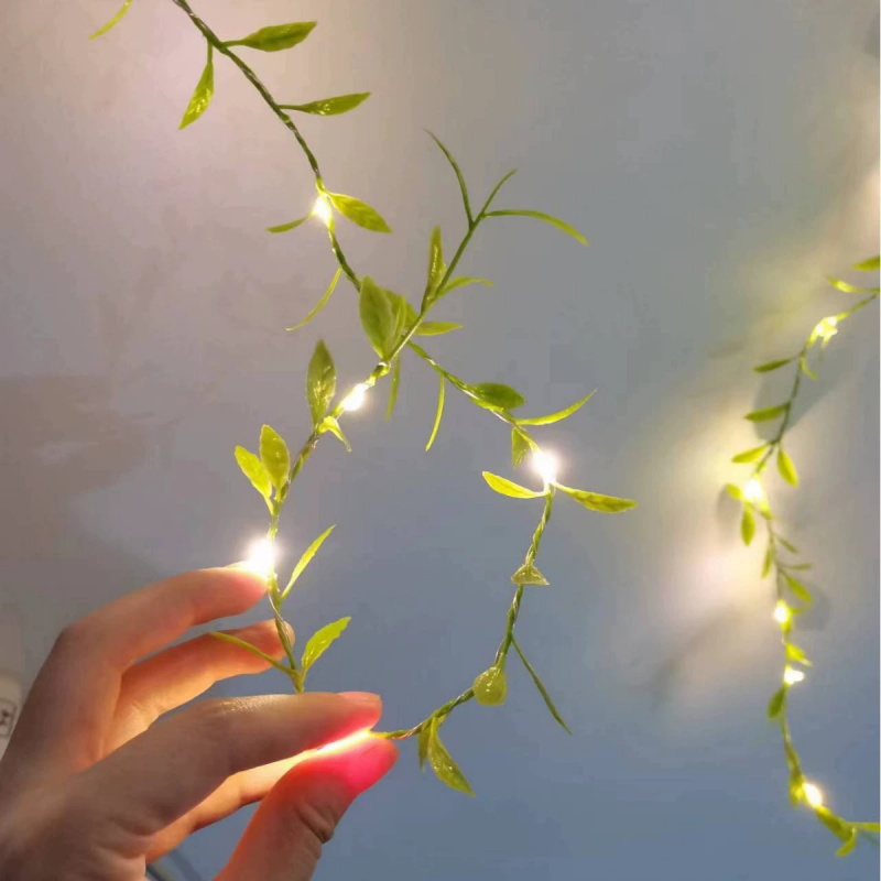 日目 仿真柳叶串灯藤条灯串 4m*60cm 件高清大图