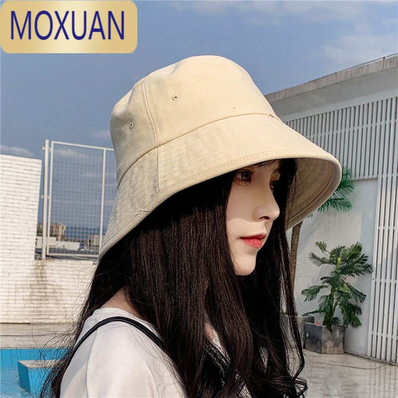 MOXUAN渔夫帽潮流黑色盆帽夏季百搭日系水桶帽春秋防晒遮阳太阳帽女帽子
